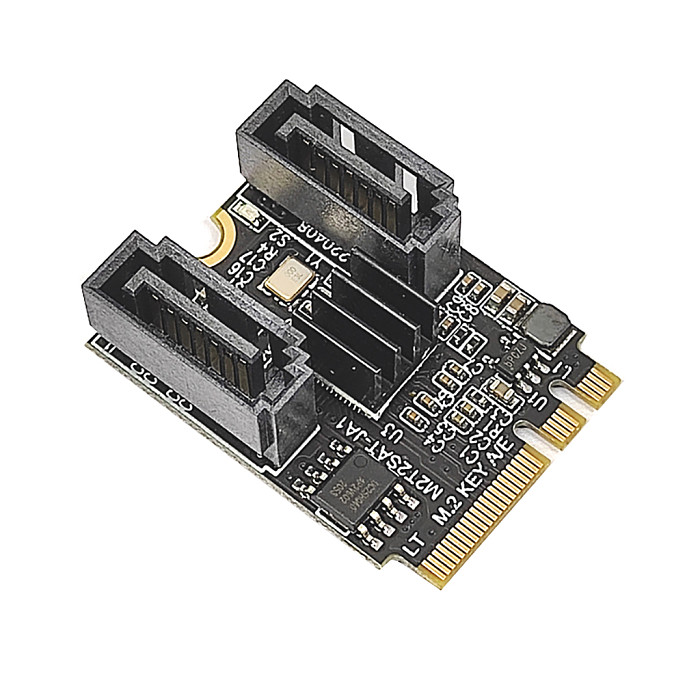 Add On Cards M.2 (A+E Key) To 2 Ports SATA Extended Card M2 To Sata3.0 Expansion Key-A Key-E M.2 To SATA 3.0 Hard Disk Adapter