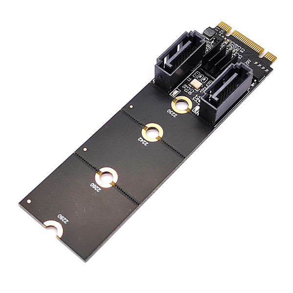 Add On Cards M.2 (A+E Key) To 2 Ports SATA Extended Card M2 To Sata3.0 Expansion Key-A Key-E M.2 To SATA 3.0 Hard Disk Adapter