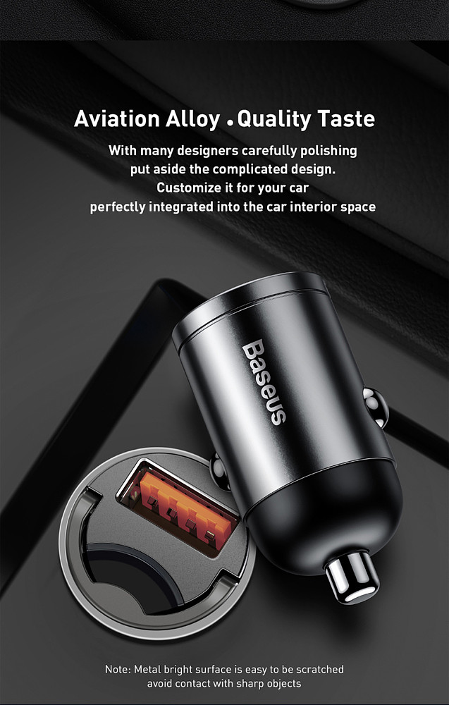 Baseus 30W Mini Car Charger Adapter Type-C /USB to IOS Cable For iPhone 11 12