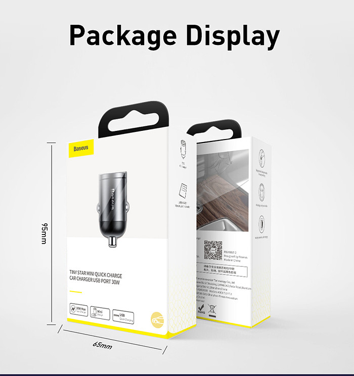 Baseus 30W Mini Car Charger Adapter Type-C /USB to IOS Cable For iPhone 11 12