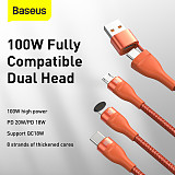 Baseus PD100W 4 in 1 Micro USB Type-C Charger Cable Cord 5A Fast Charging Lead  For iPhone  12 Data Cable Notebook Smart