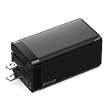 Baseus gan2 Pro 65w Stereo Fast Charger 2 Type-C + USB 3 Ports Power Adapter with Cable