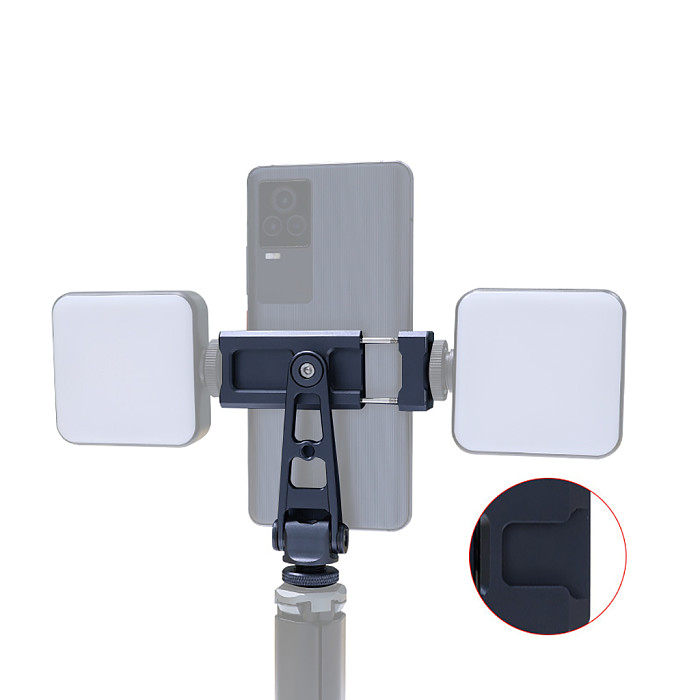Metal Phone Holder Mobile Bracket Clip Bracket for Flash Light Microphone Video Light Vlog 60-90mm 1/4  Screw Cold Shoe Mount