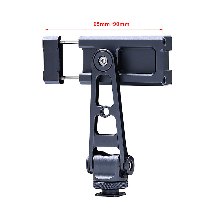 Metal Phone Holder Mobile Bracket Clip Bracket for Flash Light Microphone Video Light Vlog 60-90mm 1/4  Screw Cold Shoe Mount