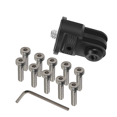 BGNING 360° Anti-reverse CNC Three-clamp To 1/4 Adjustable Metal Adapter With Screws For Insta360 ONE R/X2/GOPRO13/10/9/8/MAX GOPRO And Other Photographic Equipment Accessories