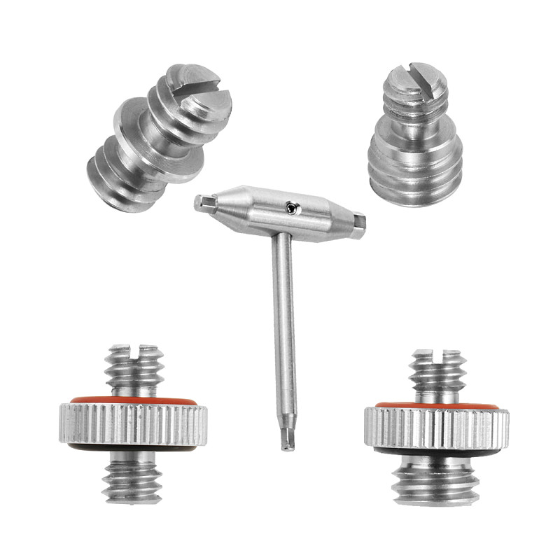 CNC Stainless Steel 304 1/4  to 1/4 or 3/8  Male to Male Screw Adapter Double Head Converter SLR Camera Monitor Flash Tripod