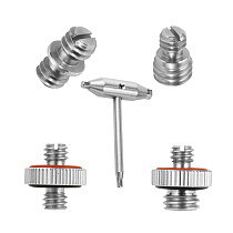 CNC Stainless Steel 304 1/4  to 1/4 or 3/8  Male to Male Screw Adapter Double Head Converter SLR Camera Monitor Flash Tripod