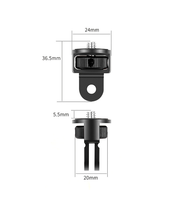 BGNING Reinforced 360° Anti-Reverse CNC 1/4 to 1/4 Adjustable Metal Adapter For Insta360 ONE R/X2/GOPRO13/10/9/8/MAX GOPRO/DJI Osmo Action