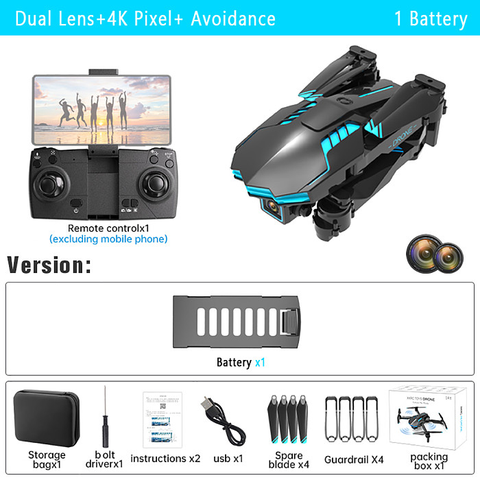 2022 New X6Pro Dual Lens HD 4K Foldable Drone With Optical Flow Obstacle Avoidance Professional Aerial Photography Quadcopter