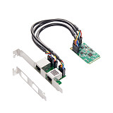 Mini PCIe 2 Ports 1000 M 1 Gigabit Ethernet Network Card RTL8111H Dual RJ45 Lan 10/100/1000 Mbps Nic Lan Chips for Desktop Computer