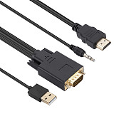 1.8m VGA to HDMI-compatible / VGA to Displayport-compatible Converter Adapter Cable HD 1080P for PC TV Laptop Monitor Projector