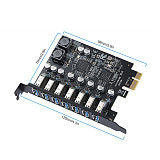 USB 3.0 PCI Express Adapter PCIe to 7 ports Gen 1 19Pin Expansion Adapter Card PCI-e x1 5Gbps Controller Converter for Desktop