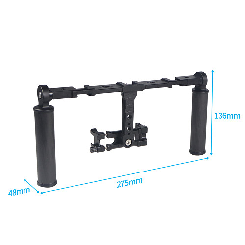 360⁰ carbon fiber dual handheld phone holder stabilizer 1/4 3/8 positioning holes multi-cold shoe expansion phone clip