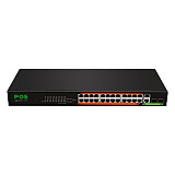 24-Ports RJ45 10/100Mbps + 2-Ports SFP 1000Mbps Combo Unmanaged Ethernet Switch PoE Port 10.4Gbps Switch Support Auto MDI/MDIX