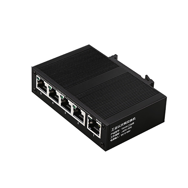 Industrial Grade Fast Switch 5-Port 10Mbps/100Mbps RJ45 Unmanaged Network Splitter with DIN Rail IP40 Protective Metal Shell