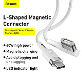 Baseus 60W Type-C to T-type Or Type-C to L-type interface Zinc Magnetic Fast Charging Cable For Apple Notebook Macbook Computer