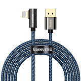 Baseus Elbow Mobile Fast Charging Cable USB to iP with Indicator Light Nylon Braided Charging Cable 2.4A For iPhone12/11 Pro X Xs  8Plus