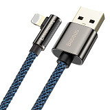 Baseus Elbow Mobile Fast Charging Cable USB to iP with Indicator Light Nylon Braided Charging Cable 2.4A For iPhone12/11 Pro X Xs  8Plus