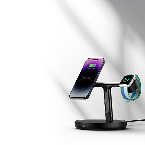 Baseus 3 in 1 20W Magnetic Wireless Chargers Stand For iPhone 14/ Plus /Pro /Apple Watch /Wireless Earphones Charging Dock Station