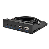 JMT 3.5in USB3.2 Gen2 Floppy Drive Front Panel 10Gbps with Audio Port USB-C Port 19Pin/9Pin Suitable for Type-E Interface 3.5in Floppy Disk Bay
