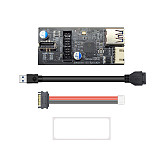 19pin to Type E + 19Pin Motherboard 1 to 2 Splitter USB 3.2 GEN 1 Hub Adapter Conector A-KEY 19Pin to Dual 19P Extension Card