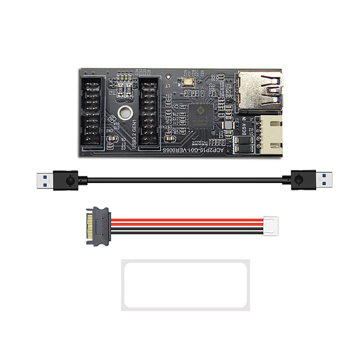 19pin to Type E + 19Pin Motherboard 1 to 2 Splitter USB 3.2 GEN 1 Hub Adapter Conector A-KEY 19Pin to Dual 19P Extension Card