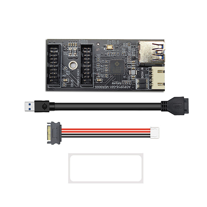 19pin to Type E + 19Pin Motherboard 1 to 2 Splitter USB 3.2 GEN 1 Hub Adapter Conector A-KEY 19Pin to Dual 19P Extension Card