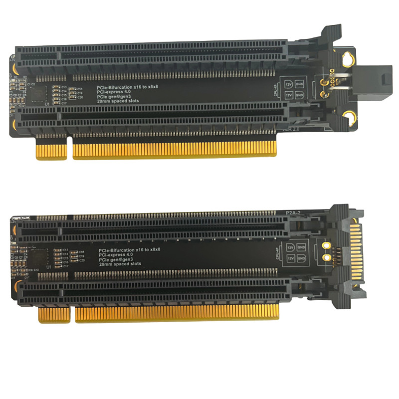 PCI-Express 3.0 x16 1 to 2 Expansion Card Gen3 Split Card PCIe-Bifurcation x16 to x8x8 20mm Spaced Slots