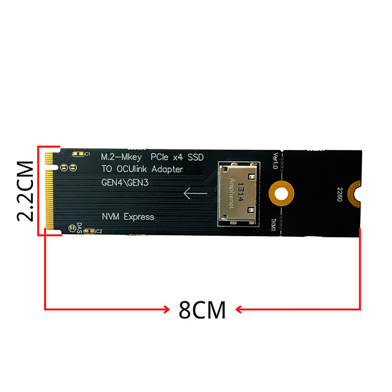 M.2-M key PCIe x4 SSD to U.2 OCUlink SFF-8612 Adapter Card Gen4/Gen3 for 2.5 inch NVME U.2(SFF 8639)SSD PCI-E NGFF Riser Card