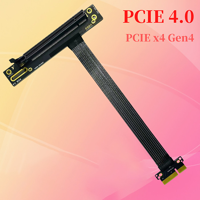 PCI-E 4.0 4X to X4 16X Riser Extension Cable PCI Express Gen4 PCIe X4 Extender Silver-plated Cord Flexible for GPU SSD Adapter