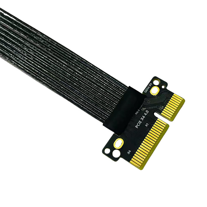 PCI-E 4.0 4X to X4 16X Riser Extension Cable PCI Express Gen4 PCIe X4 Extender Silver-plated Cord Flexible for GPU SSD Adapter