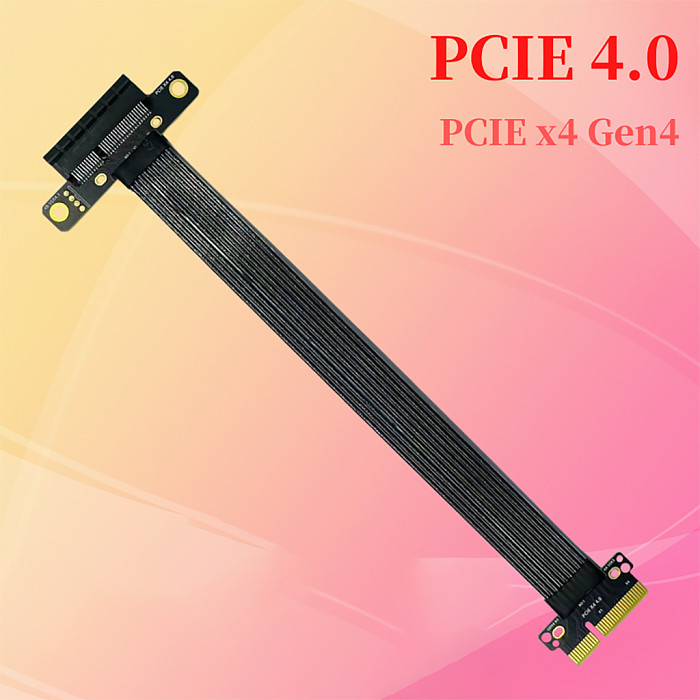 PCI-E 4.0 4X to X4 16X Riser Extension Cable PCI Express Gen4 PCIe X4 Extender Silver-plated Cord Flexible for GPU SSD Adapter