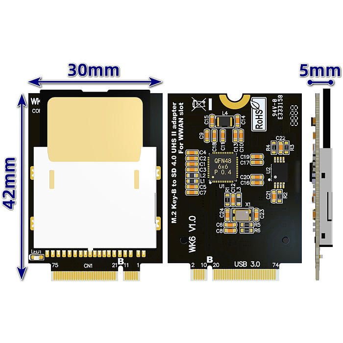 ADT-Link Laptop M.2 B Key to SD 4.0 Converter Board Support SD4.0 UHS-II Notebook WWAN 4G Slot to SD Network Card Adapter