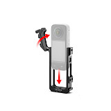 For Insta 360 X3 Action Camera Cage Rig Protective Frame with Cold Shoe Mount 1/4  Hole for Microphone Magnetic Tripod Adapter