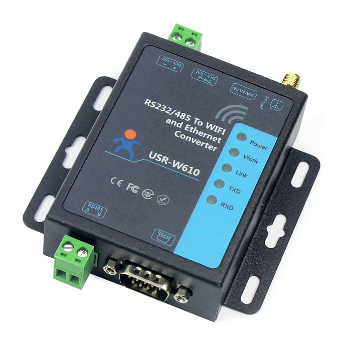 Serial to WiFi Converter USR-W610 1-Port RS485 RS232 to Wifi Ethernet TCP/IP Wireless Server Support WatchDog Modbus Gateway RTU
