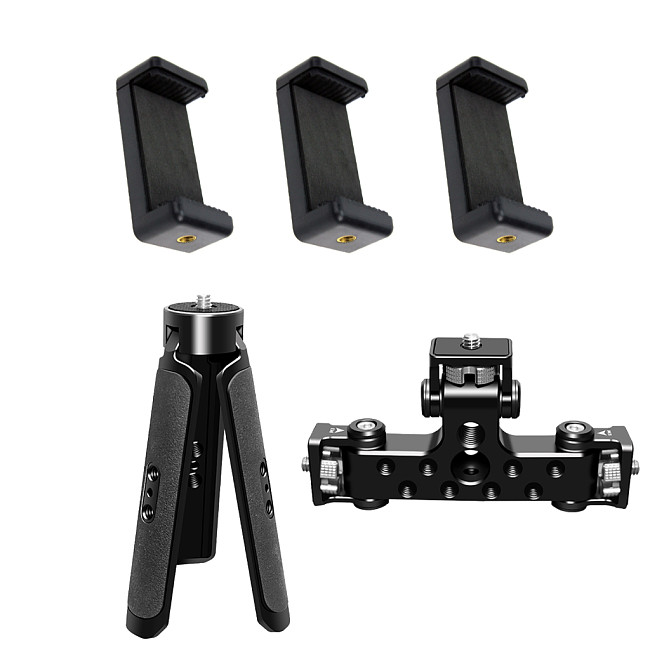 Multi-function Mobile Phone Stand 1/4 Tripod Mount 3-Position Bracket for Clip Video Live Selfie Stick Smartphone Camera Monopod