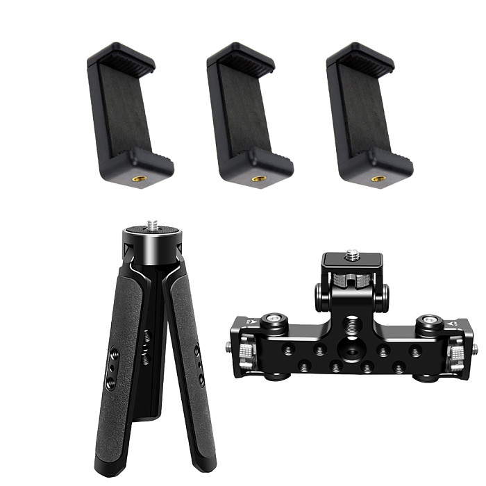 Multi-function Mobile Phone Stand 1/4 Tripod Mount 3-Position Bracket for Clip Video Live Selfie Stick Smartphone Camera Monopod