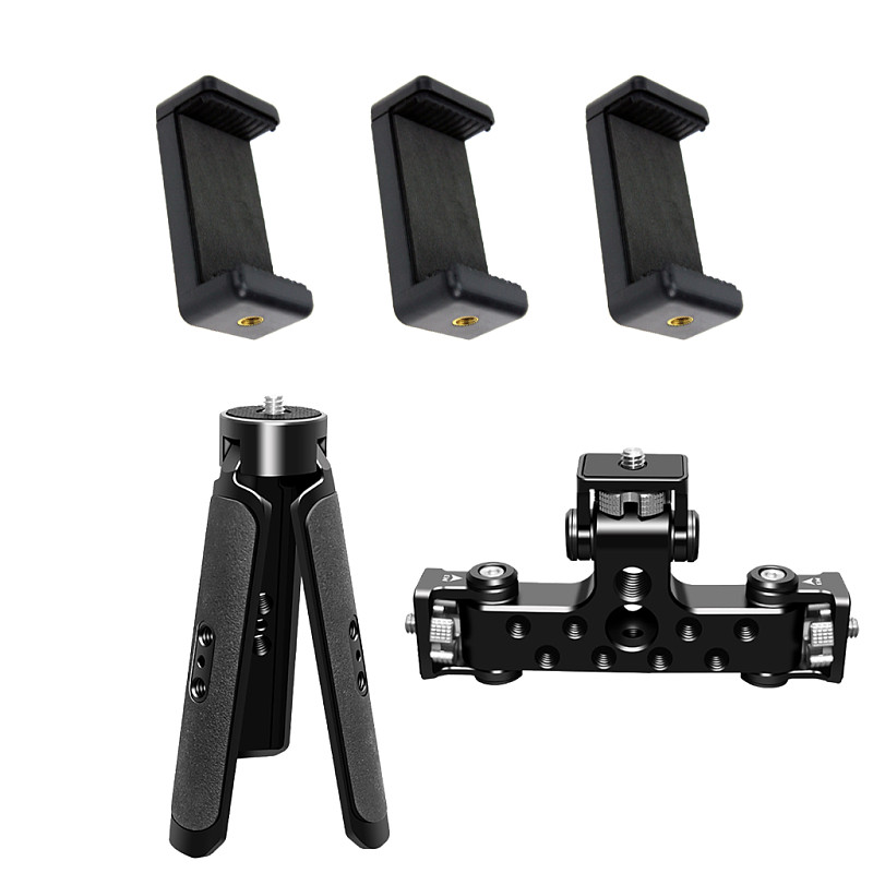 Multi-function Mobile Phone Stand 1/4 Tripod Mount 3-Position Bracket for Clip Video Live Selfie Stick Smartphone Camera Monopod