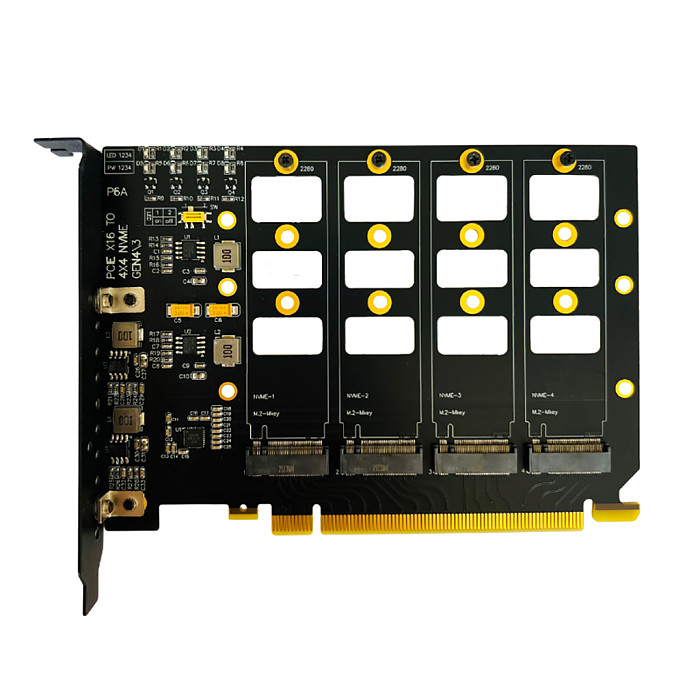 PCI-E 4.0 4x4 to M.2 4-Bays Expansion Card with M.2 to PCIe X16 Adapter Cable for M.2 NVMe 2242 2260 2280 SSD Gen 4 Adapter Card