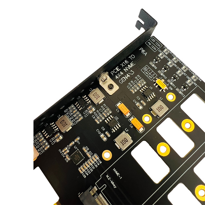 PCI-E 4.0 4x4 to M.2 4-Bays Expansion Card with M.2 to PCIe X16 Adapter Cable for M.2 NVMe 2242 2260 2280 SSD Gen 4 Adapter Card