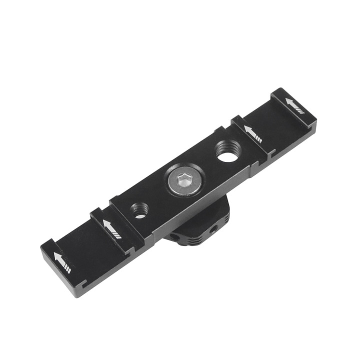 Aluminum Alloy Dual Cold Shoe Mount Adapter Extension Bar Vlog Camera Bracket Stand for DSLR Camera Monitor LED Light Microphone