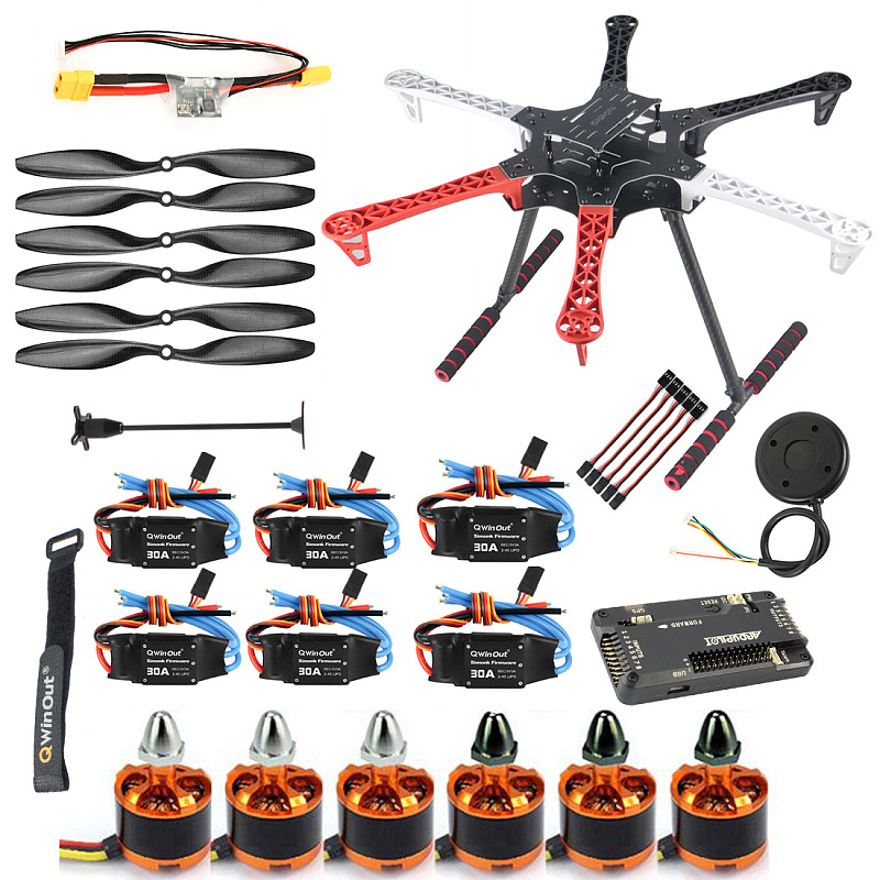 (QWINOUT) F550 Six-axis  Aircraft Frame With APM2.8 Flight Control 7MGPS 1045 Carbon Fiber Propeller 3S 2212 920KV Motor