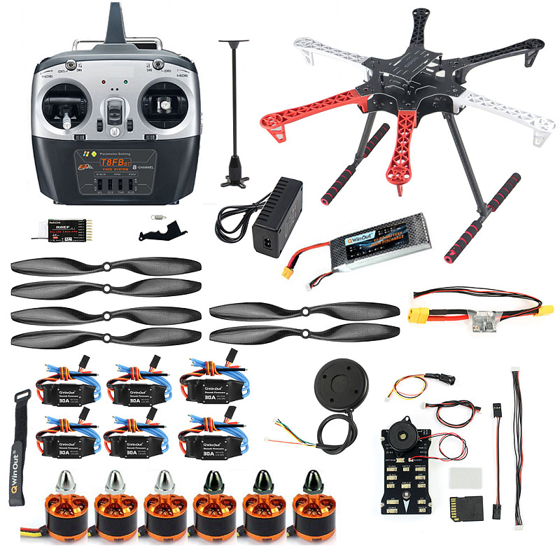 (QWINOUT) F550 Six-axis  Aircraft Frame With pix2.4.8 Flight Control 8MGPS 1045 Carbon Fiber Propeller 3S 2212 920KV Motor
