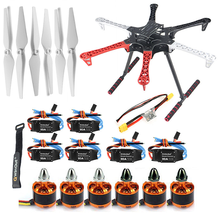 QWINOUT 30A ESC T8FB with R8EF receiver F550 6-axis Drone 1000KV frame Paddles Motor ESC