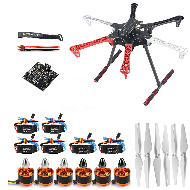 QWINOUT 30A ESC T8FB with R8EF receiver F550 6-axis Drone 1000KV frame Paddles Motor ESC