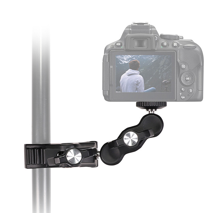 Multi-function Super Camera Clamp with 360 Double Ball Head for Motorcycle Bike Handlebar Sport Camera DSLR Light Holder Mount