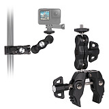 Multi-function Super Camera Clamp with 360 Double Ball Head for Motorcycle Bike Handlebar Sport Camera DSLR Light Holder Mount