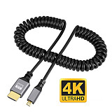 4K@60HZ 0.5-2.4M HDMI-Compatible to MINI/Micro HDMI-Compatible/Coiled Extension Flexible Spiral Cable Male to Male Plug Cable