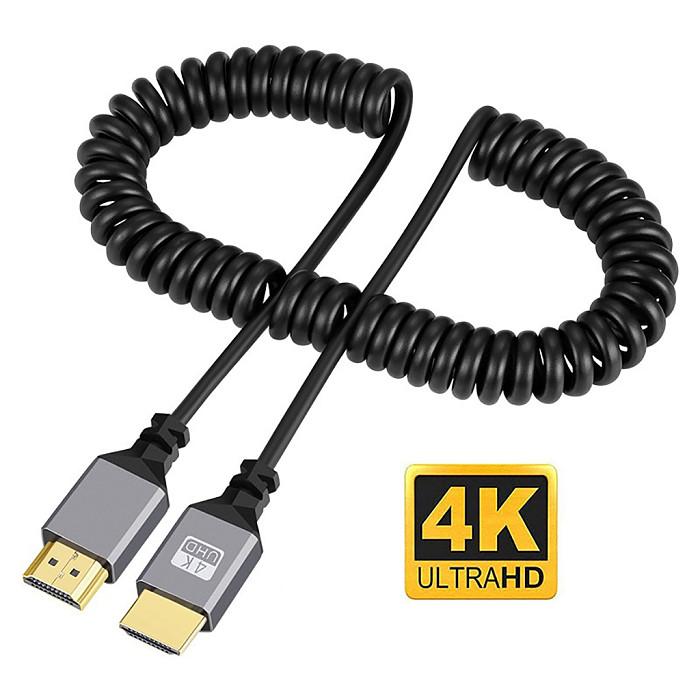 4K@60HZ 0.5-2.4M HDMI-Compatible to MINI/Micro HDMI-Compatible/Coiled Extension Flexible Spiral Cable Male to Male Plug Cable