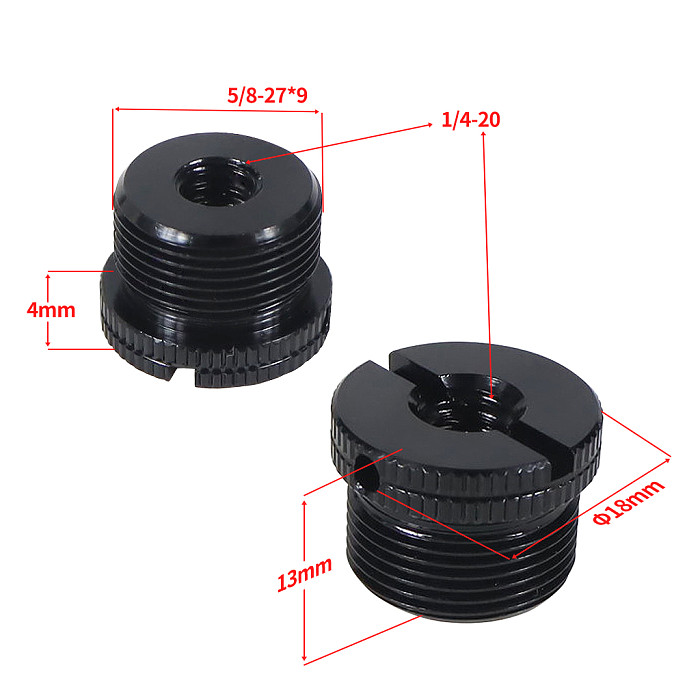 Mic Stand Conversion Screw 1/4  Female to 5/8  Male Thread Aluminum Alloy 5/8-11 for Laser Tripod 5/8-27 for Microphone Adapter